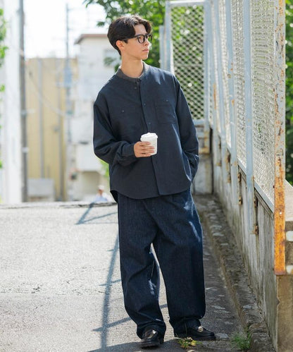 LANATEC WOOLY 寬鬆無領襯衫