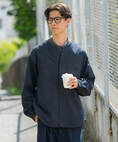 LANATEC WOOLY 寬鬆無領襯衫