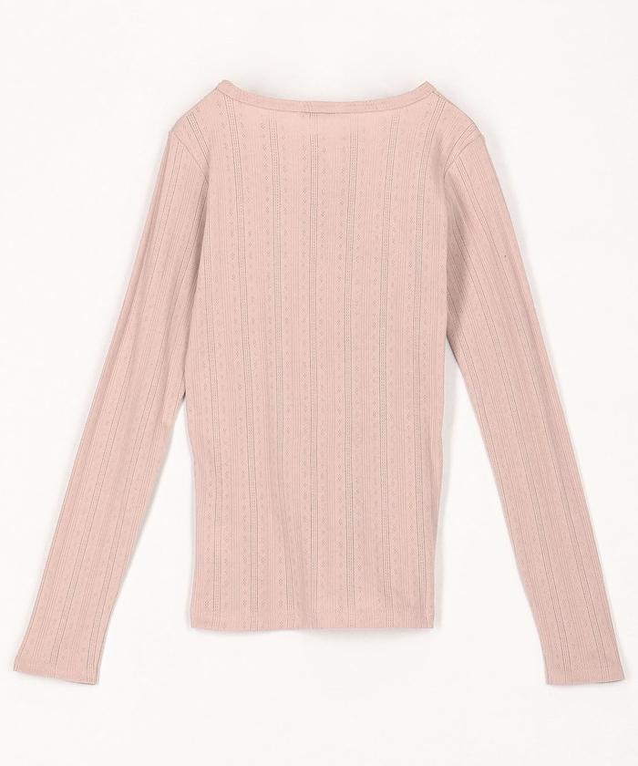 針織羅紋亨利領長袖T恤