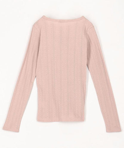 針織羅紋亨利領長袖T恤