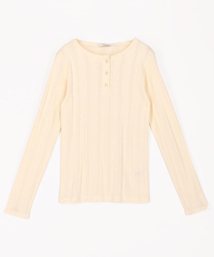 針織羅紋亨利領長袖T恤