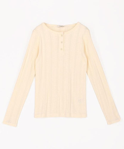 針織羅紋亨利領長袖T恤