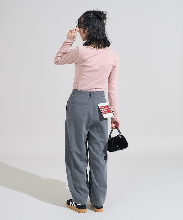 針織羅紋亨利領長袖T恤