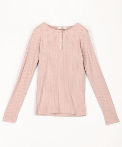 針織羅紋亨利領長袖T恤