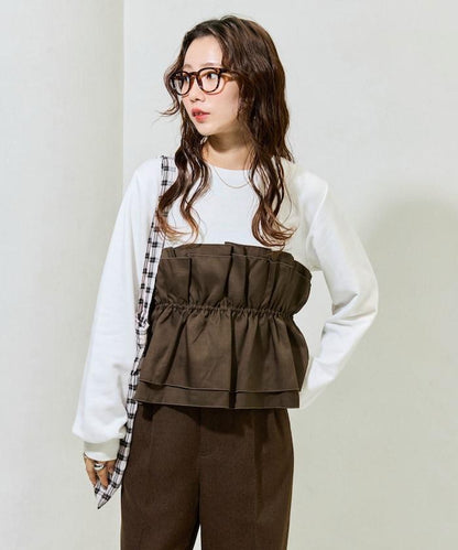 背心疊穿內襯毛圈衛衣套頭衫