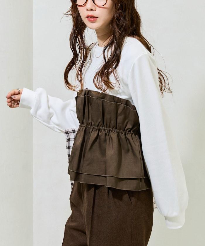 背心疊穿內襯毛圈衛衣套頭衫