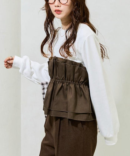 背心疊穿內襯毛圈衛衣套頭衫