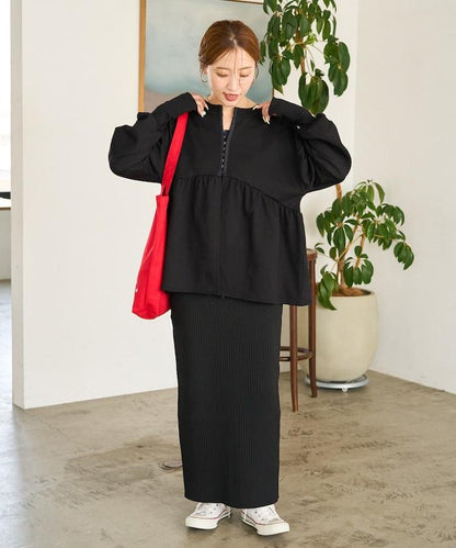 門襟開扣荷葉下襬兩穿衛衣套頭衫