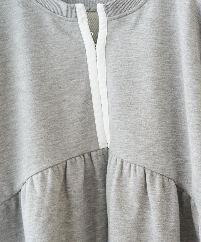 門襟開扣荷葉下襬兩穿衛衣套頭衫