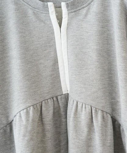 門襟開扣荷葉下襬兩穿衛衣套頭衫