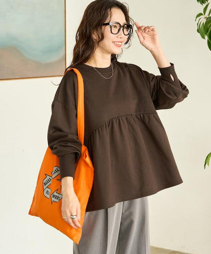 門襟開扣荷葉下襬兩穿衛衣套頭衫