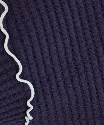 重磅華夫格卷邊高領針織衫