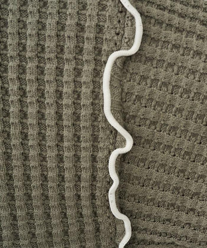 重磅華夫格卷邊高領針織衫