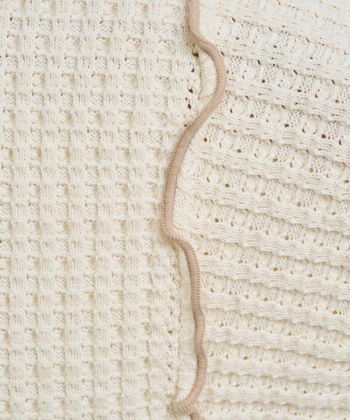 重磅華夫格卷邊高領針織衫