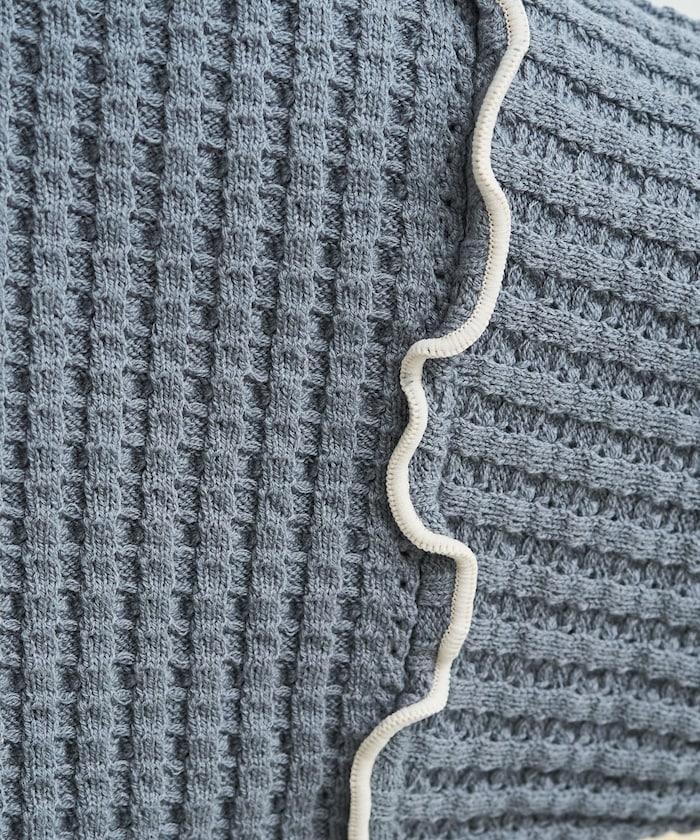 重磅華夫格卷邊高領針織衫