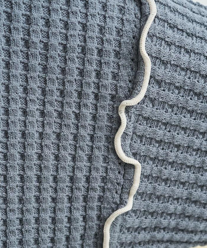 重磅華夫格卷邊高領針織衫