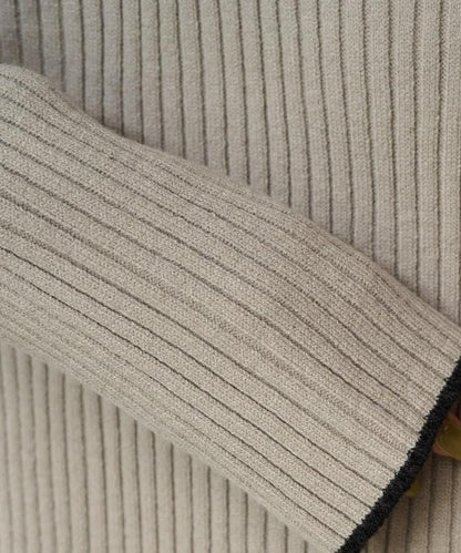 拼色條紋羅紋高領套頭衫