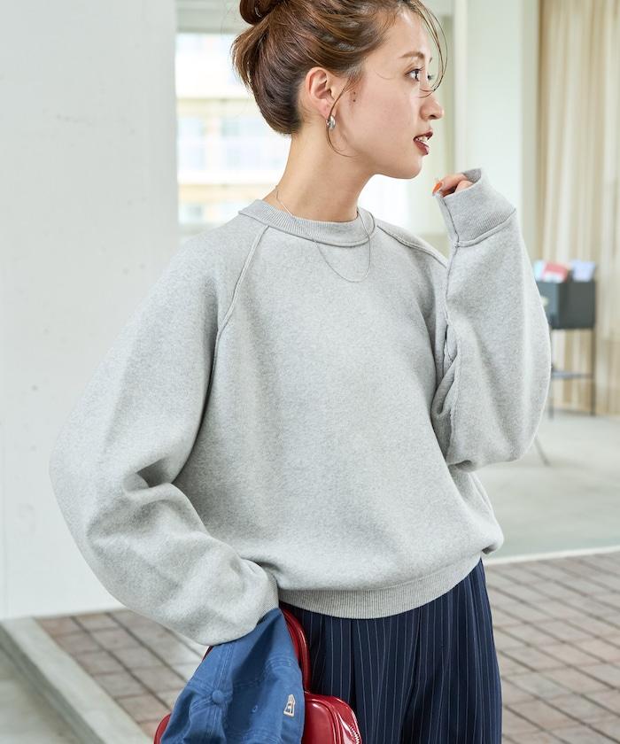 衛衣風格插肩袖短款針織套頭衫