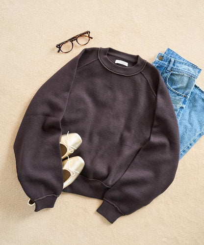 衛衣風格插肩袖短款針織套頭衫