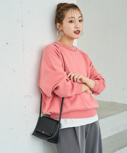 衛衣風格插肩袖短款針織套頭衫