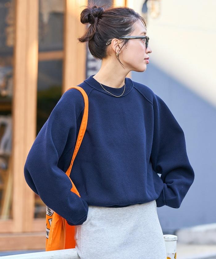 衛衣風格插肩袖短款針織套頭衫