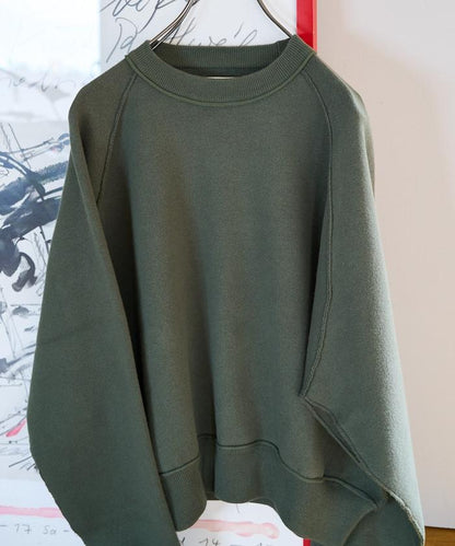 衛衣風格插肩袖短款針織套頭衫