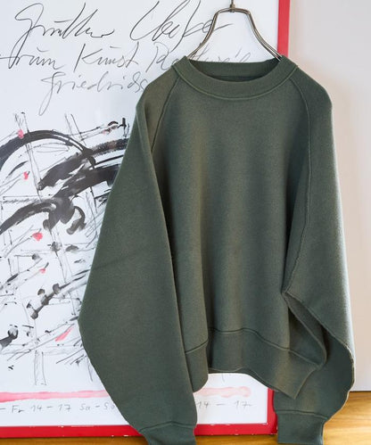 衛衣風格插肩袖短款針織套頭衫