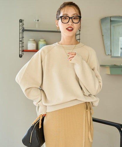 衛衣風格插肩袖短款針織套頭衫