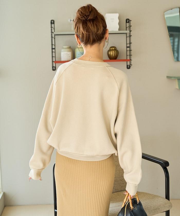 衛衣風格插肩袖短款針織套頭衫