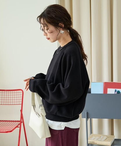 衛衣風格插肩袖短款針織套頭衫