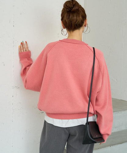 衛衣風格插肩袖短款針織套頭衫