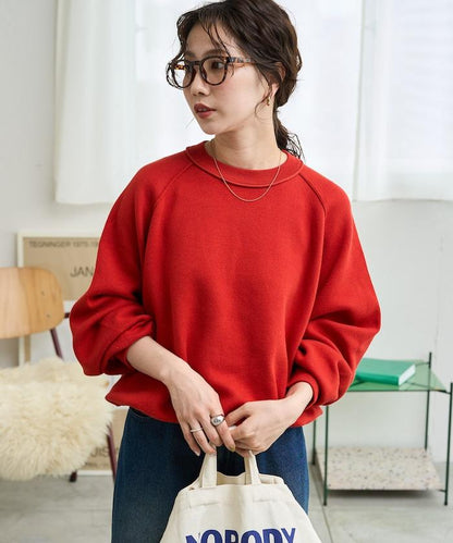 衛衣風格插肩袖短款針織套頭衫