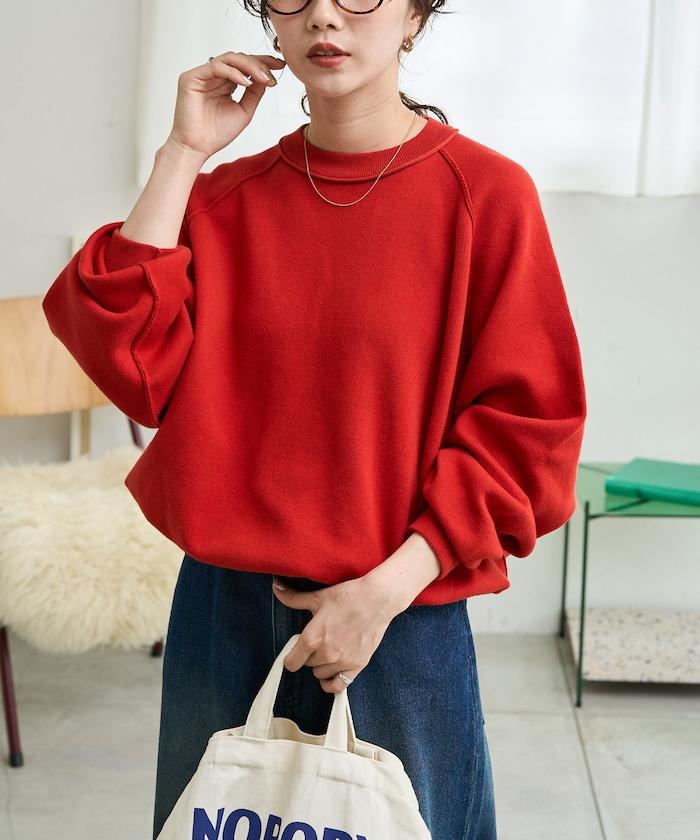 衛衣風格插肩袖短款針織套頭衫