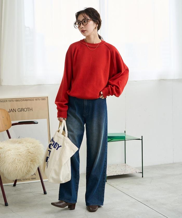 衛衣風格插肩袖短款針織套頭衫