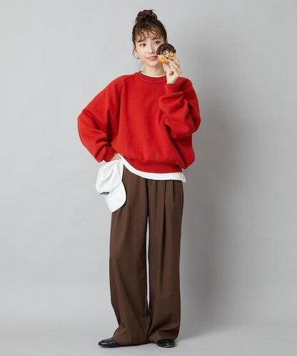 衛衣風格插肩袖短款針織套頭衫