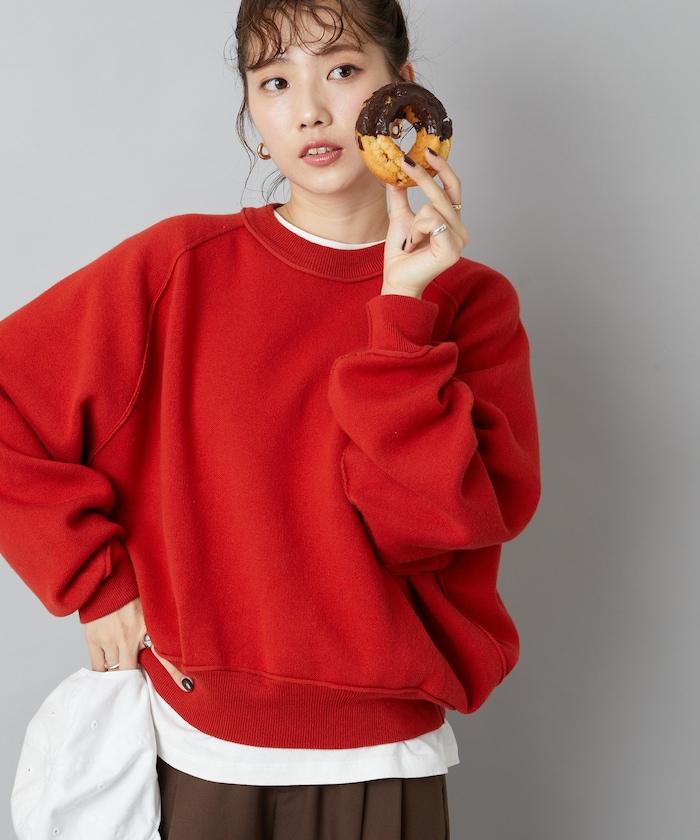 衛衣風格插肩袖短款針織套頭衫