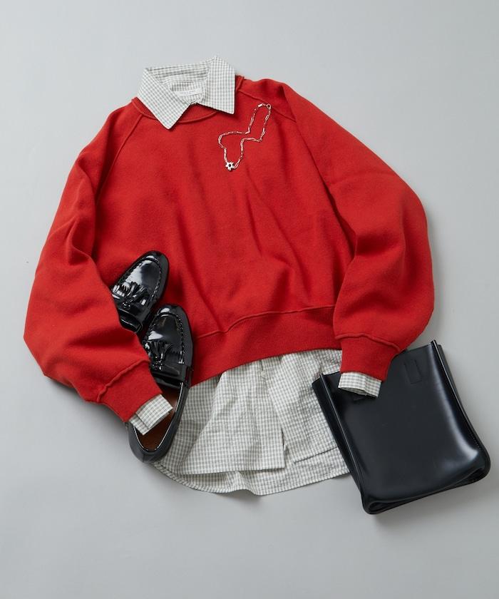 衛衣風格插肩袖短款針織套頭衫