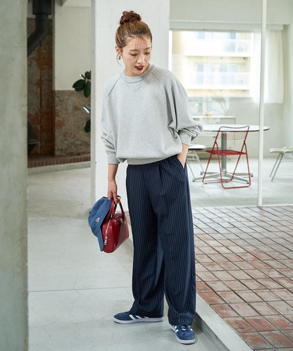 衛衣風格插肩袖短款針織套頭衫