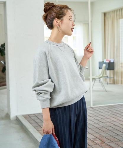 衛衣風格插肩袖短款針織套頭衫