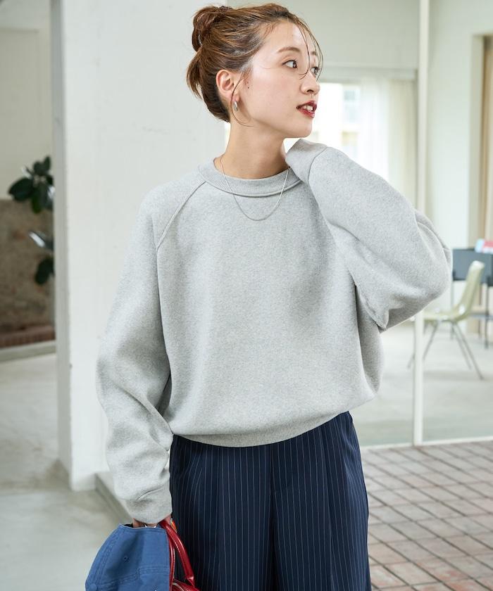 衛衣風格插肩袖短款針織套頭衫