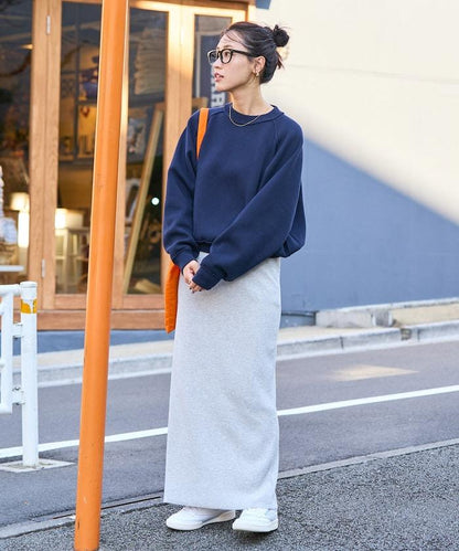 衛衣風格插肩袖短款針織套頭衫