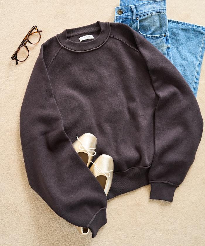 衛衣風格插肩袖短款針織套頭衫