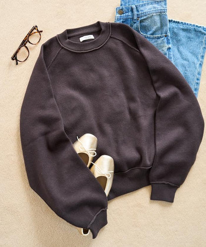 衛衣風格插肩袖短款針織套頭衫