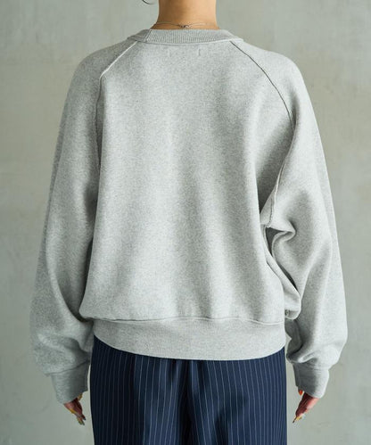 衛衣風格插肩袖短款針織套頭衫