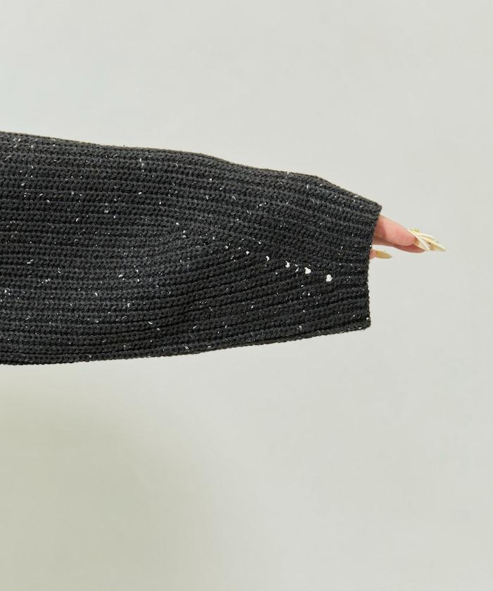 前扣紐扣點點針織帶領套頭衫