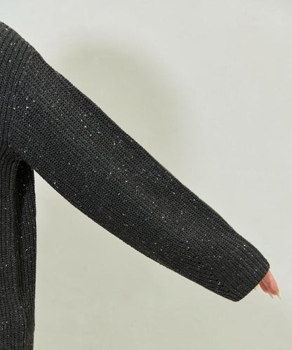 前扣紐扣點點針織帶領套頭衫