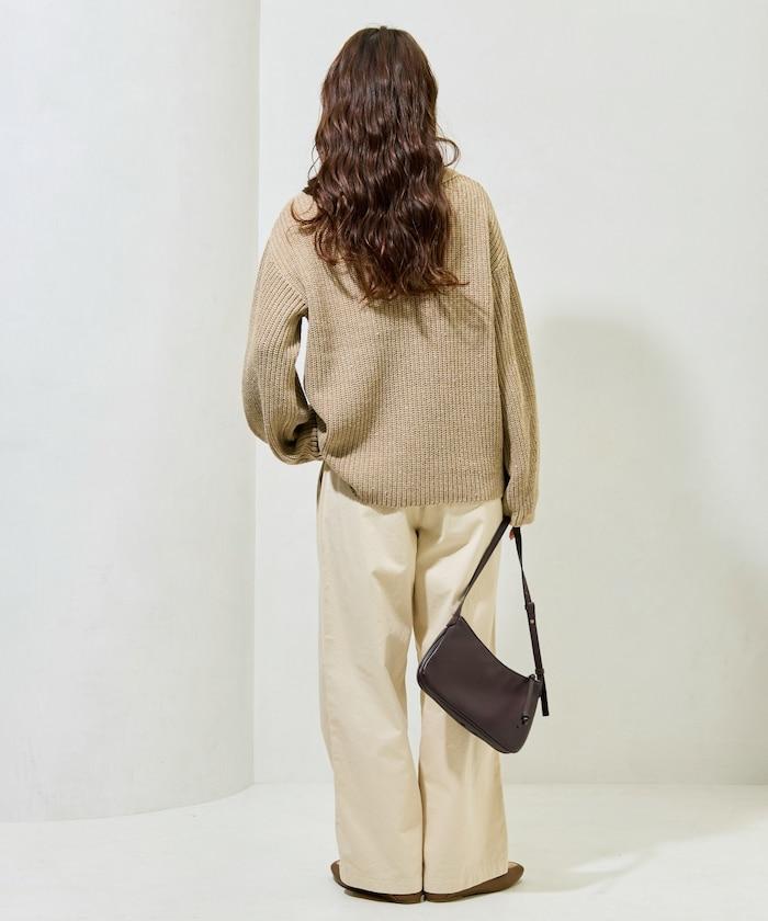 前扣紐扣點點針織帶領套頭衫