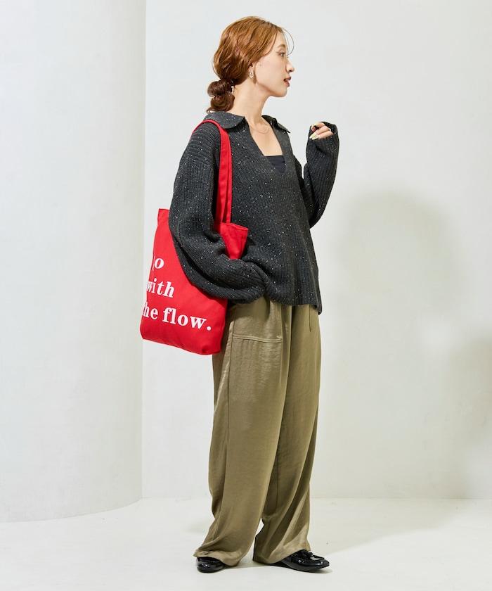 前扣紐扣點點針織帶領套頭衫