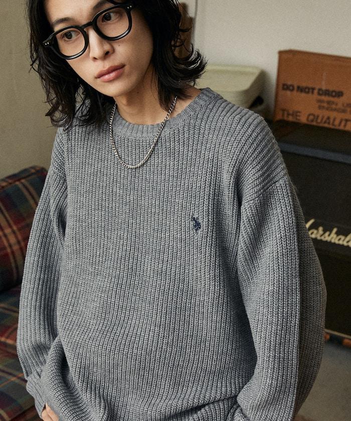 特別刺繡橫紋圓領針織衫【限量】