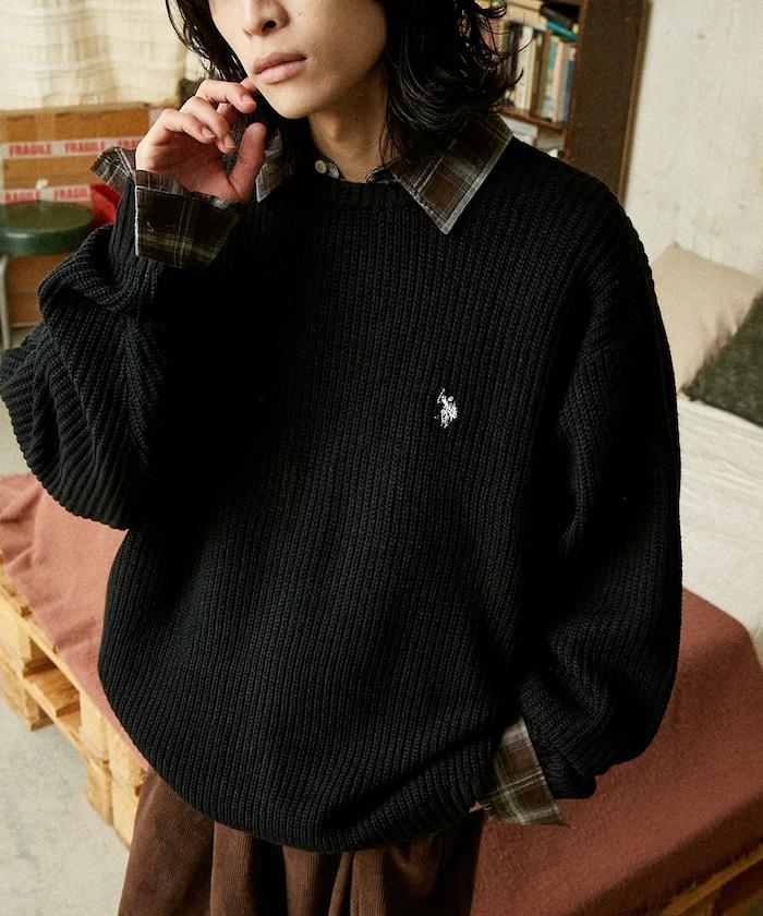 特別刺繡橫紋圓領針織衫【限量】